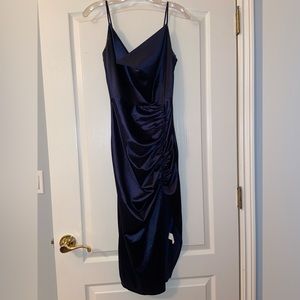 Navy Blue Silk Maxi Dress
